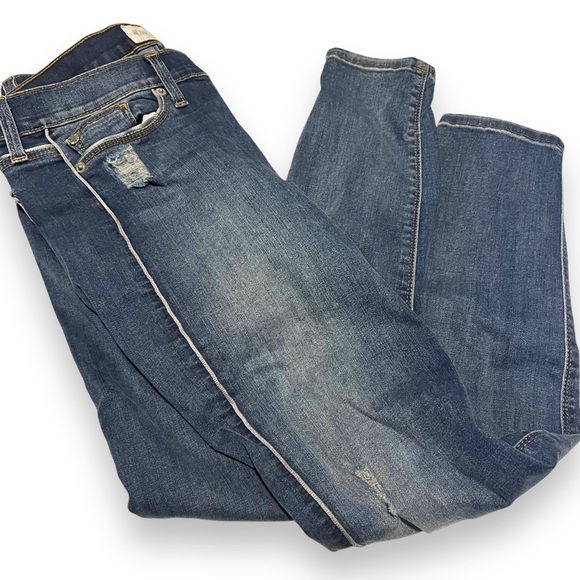 HUDSON JEANS DAKOTA SUPER SKINNY DISTRESSED CROP JEANS SIZE 29 Stripe - Picture 1 of 7
